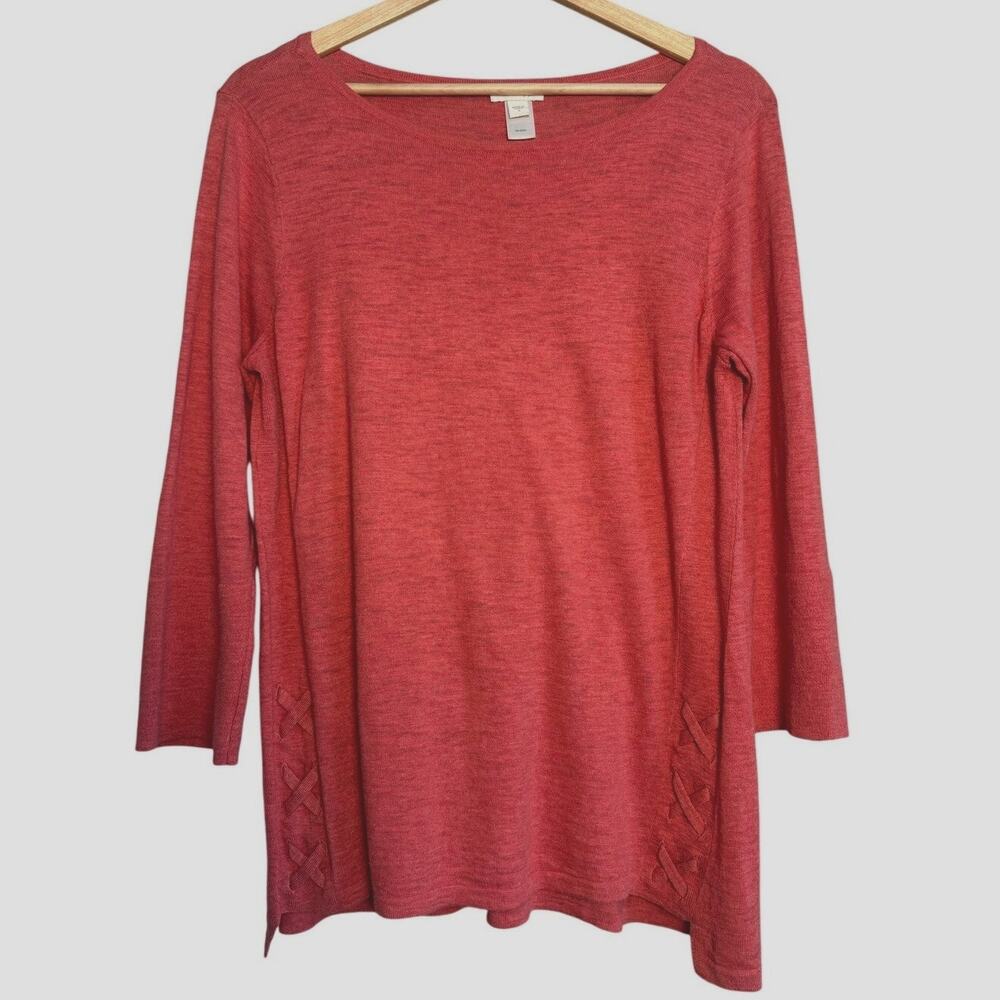 J. Jill Small Pale Red Tunic Top | Crisscross Side Detail